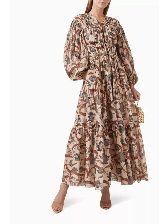 Zimmermann Ascension Tie Billow Cotton Tiered Maxi Dress AU 2 / US 8 NWT $1,250 - Picture 4 of 13